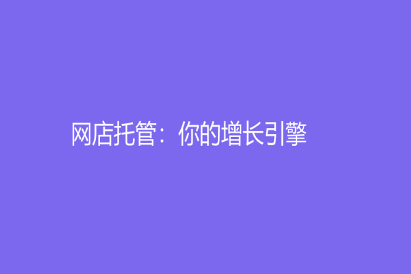 網(wǎng)店托管：你的增長引擎